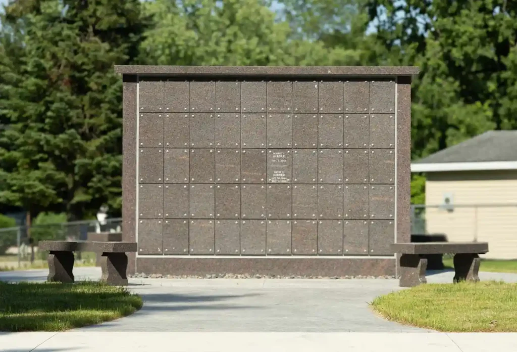 Dark gray brown granite columbarium
