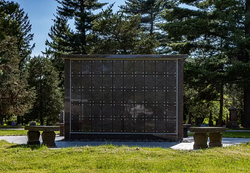 Dark gray brown granite columbarium